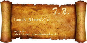 Tomik Nimród névjegykártya